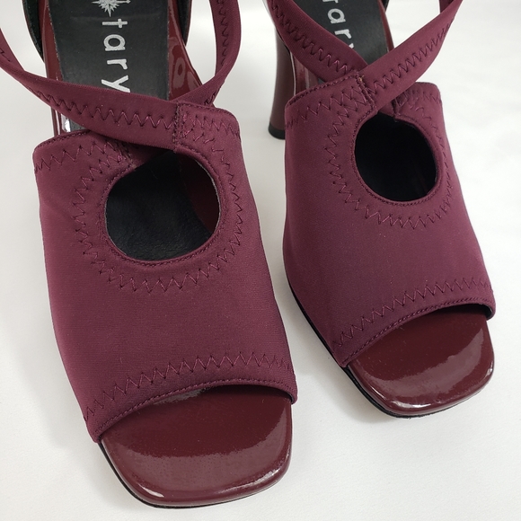 Taryn Burgundy Open Toe Heels - Picture 3 of 13